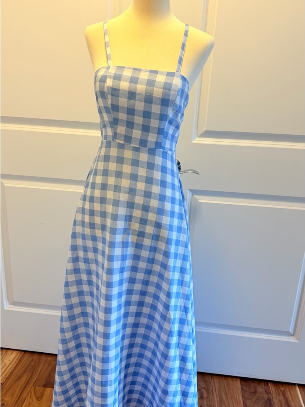 Blue Gingham Spaghetti-Strap Maxi Dress - Picture 2 of 9